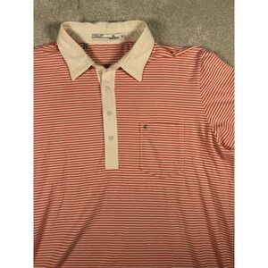 Criquet Polo Shirt Pima Soft Men's XL  Pink Striped Lightweight Pocket 4 Button